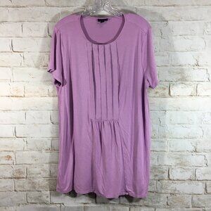 J Jill Wearever Collection Women Size LG Purple Tunic Top Shirt Pintuck Knit